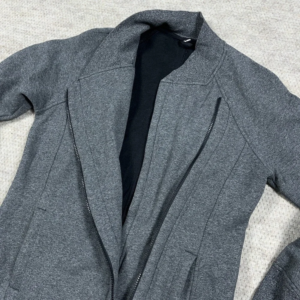 Lululemon Back To It‎ Wrap Fleece Jacket Heathered Stretch Full Zip Gray Size 6